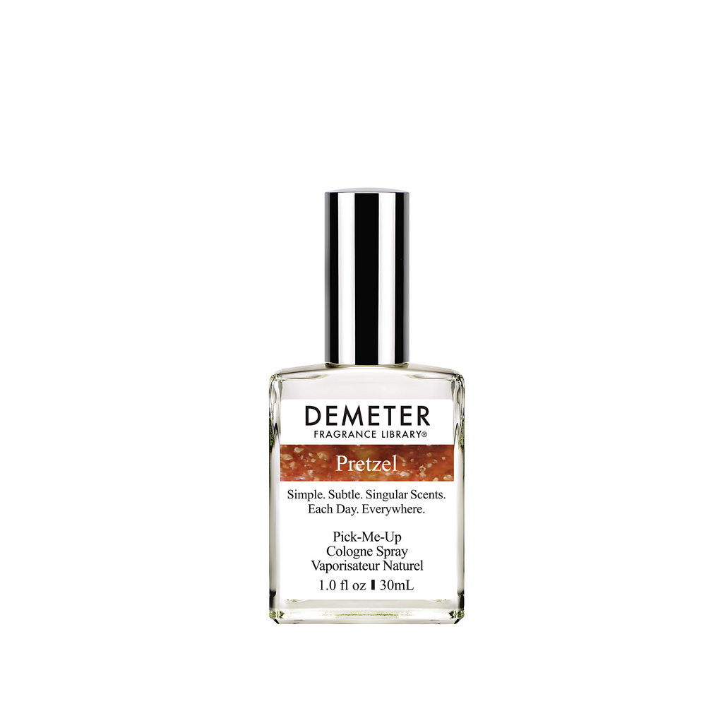 Demeter Pretzel cologne spray bottle on a white background
